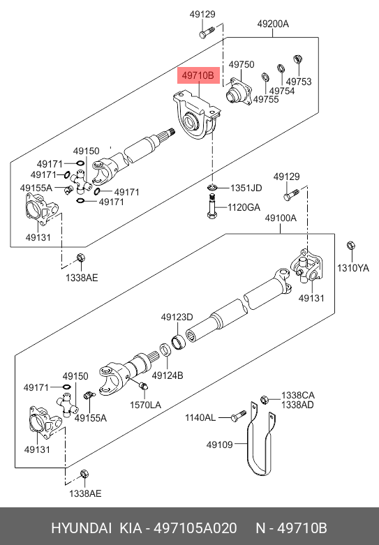  Подшипник подвесной (Hyundai) 497105a020