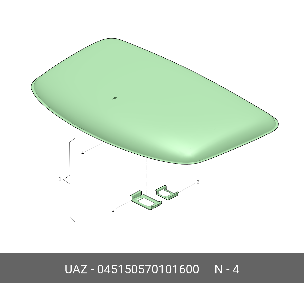 ПАНЕЛЬ КРЫШИ УАЗ-33036 (451 50 5701016) UAZ UAZ 045150570101600 на АКГС  МАРКЕТ - Звоните по тел. 8-800-775-44-50