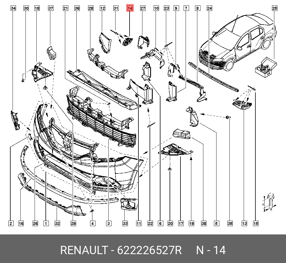  Кронштейн переднего бампера правый (Renault) 622226527R