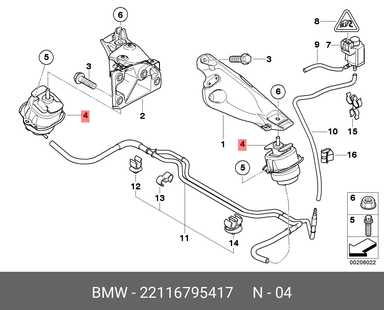 опора двигателя левая BMW: X5 E70 3.0d X6 E71