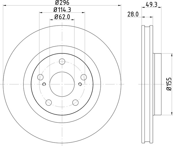 диск тормозной передний 296мм TOYOTA CAMRY (V40, V50) 06-18, RAV4 ( A30, A40) 08-18