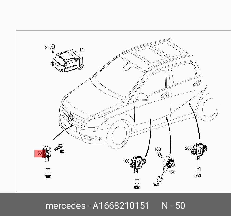 A 166 821 01 51 Датчик удара MERCEDES BENZ купить, цена в Челябинске