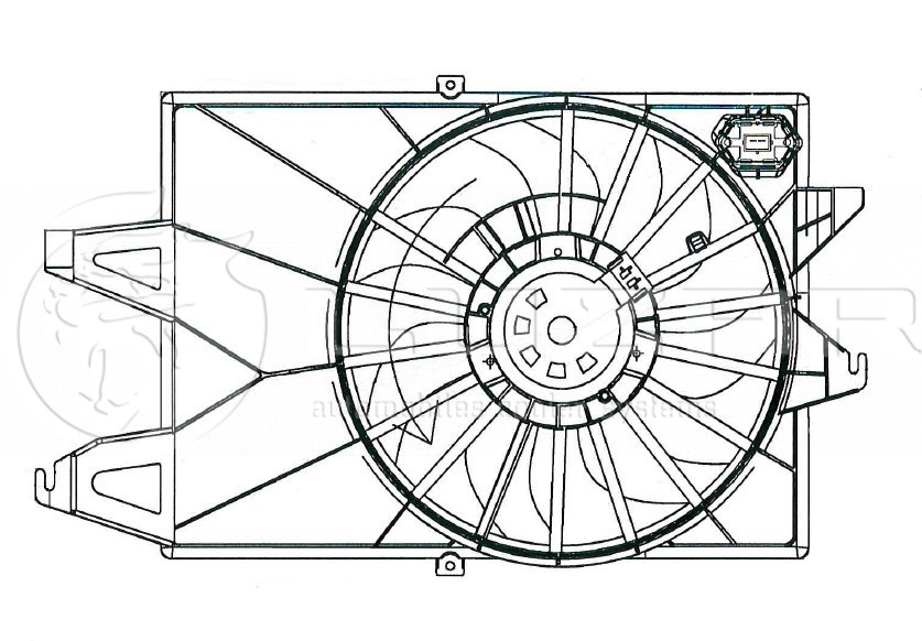 вентилятор радиатора Ford Mondeo III (00-) 1.8i/2.0i (с кожухом) (LFK 1070)