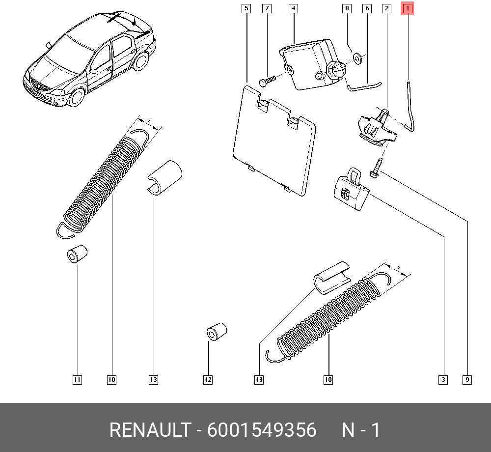 Тяга замка багажника (Renault) 6001549356