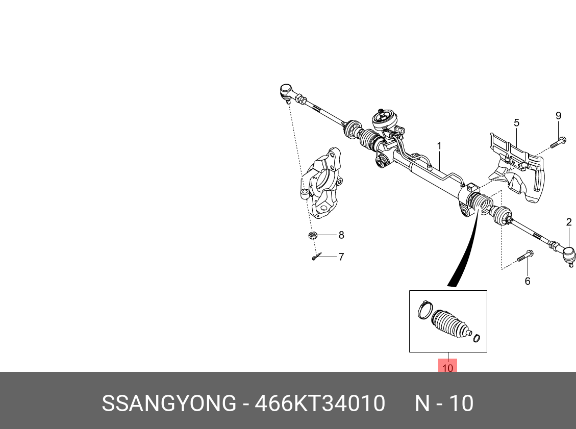  Пыльник рулевой рейки под ГУР (Ssang Yong) 466KT34010