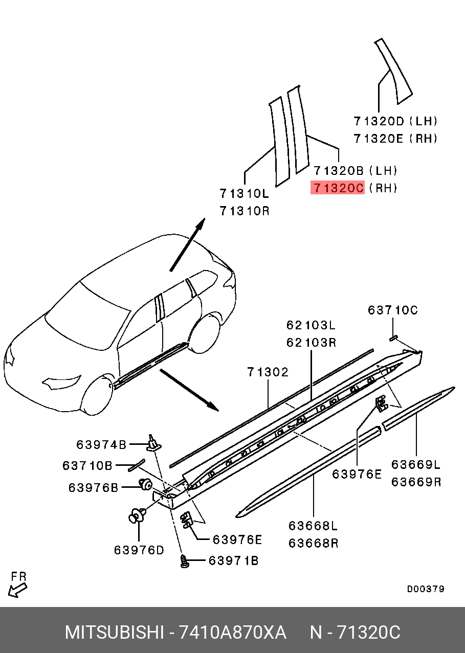 MITSUBISHI 7410A870XA Наклейка двери - купить в Екатеринбурге