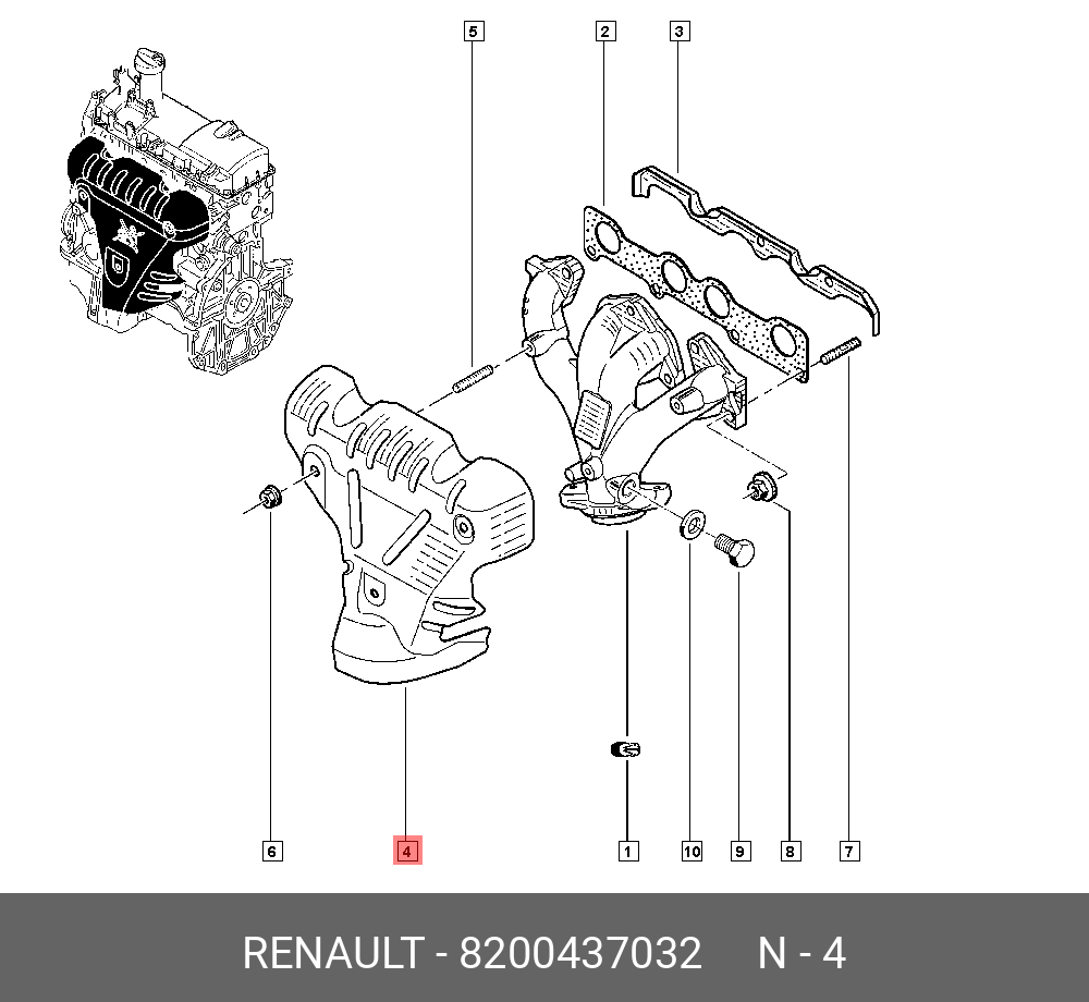  Кожух термозащитный выпускного коллектора  (Renault) 8200437032