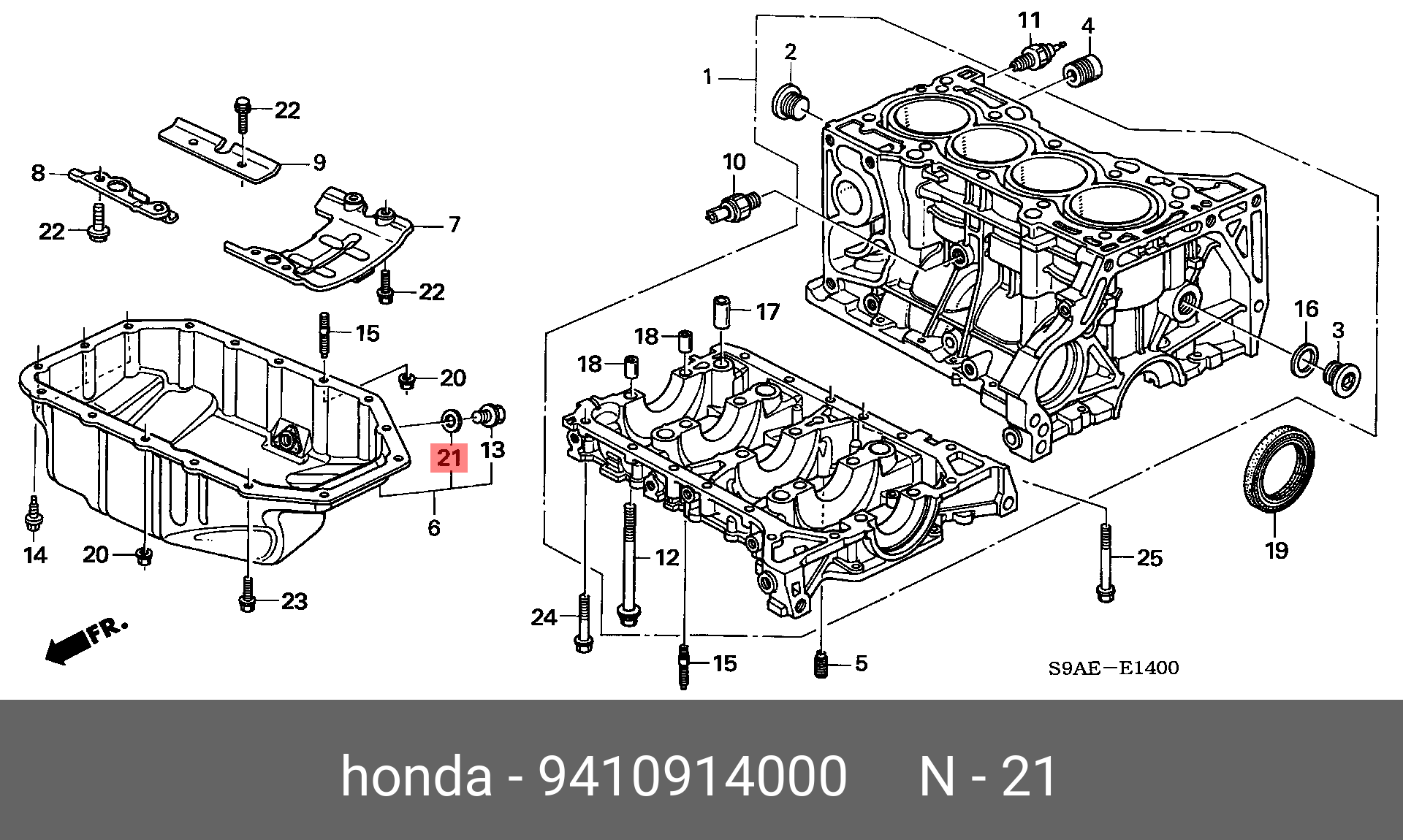 Прокладка сливной пробки поддона двигателя   HONDA арт. 94109-140-00