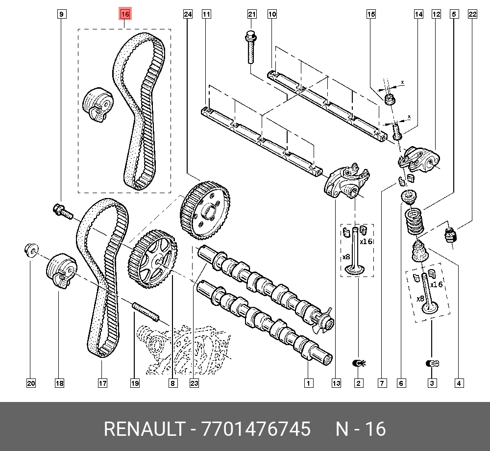 Ремкомплект ГРМ   RENAULT арт. 7701476745