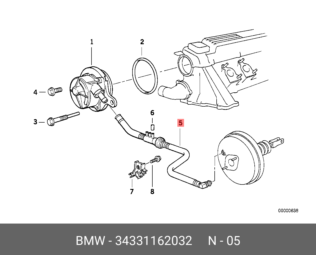 34331162032 BMW вакуумный трубопровод | Купить запчасть