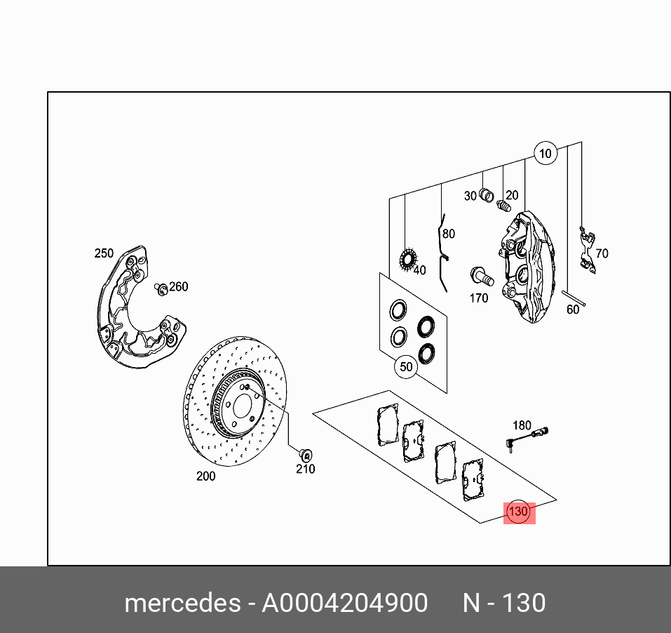 Колодки тормозные, комплект, передние   Mercedes-Benz арт. A0004204900