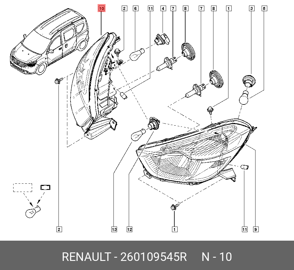 260109545R RENAULT Фара правая Renault Dokker (2013-)