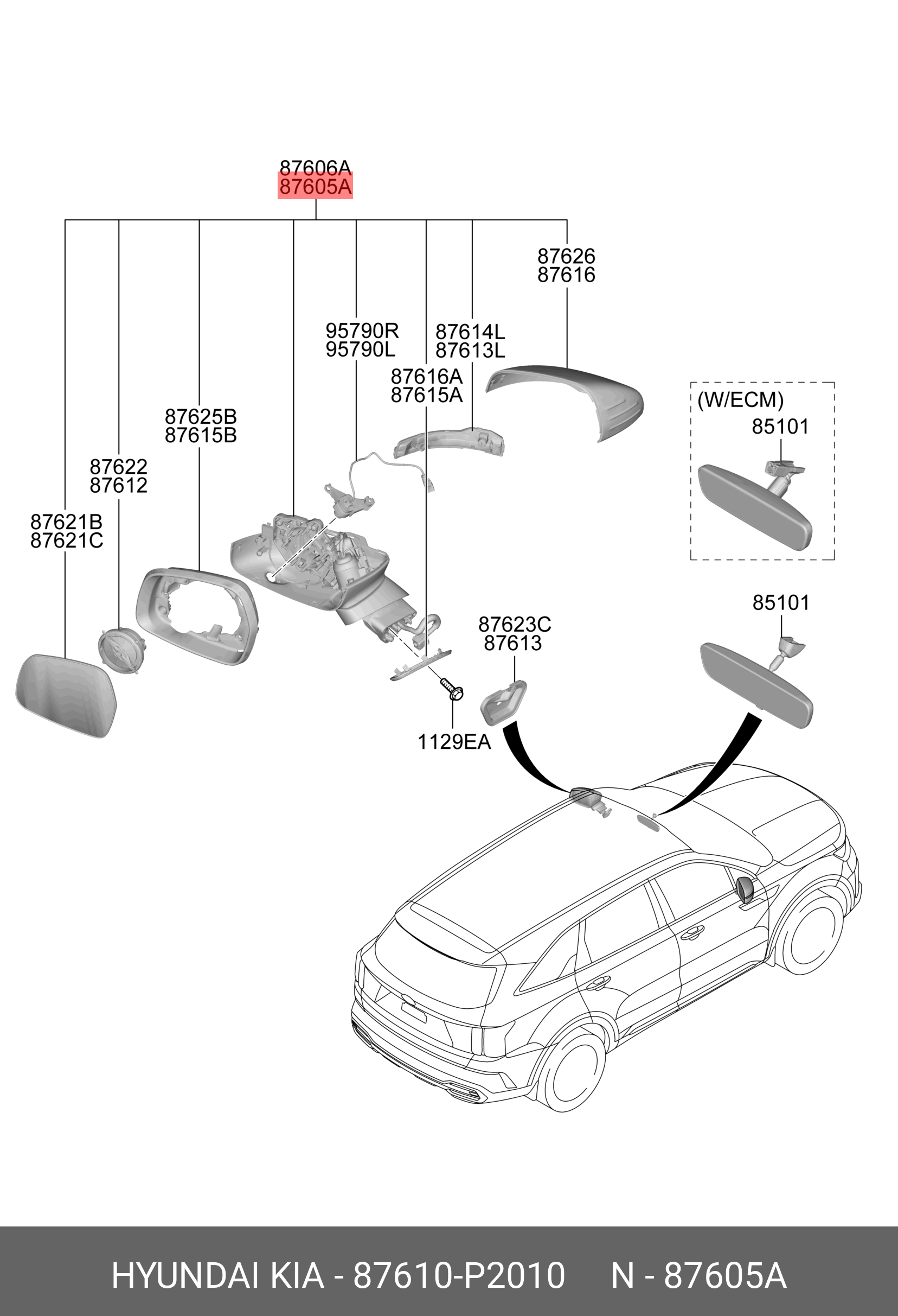 Купить б/у зеркало двери боковой на KIA Sorento кузов I (JC, BL) с двигателем CR