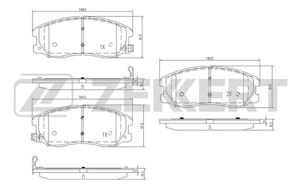 колодки тормозные передние 148.8*61.9 Chevrolet Captiva (C100,C140) 06-, Opel Antara 06-
