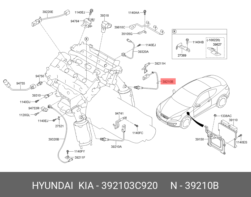 392103C920 Hyundai/Kia Кислородный датчик двигателя для легковых  автомобилей торговой марки - купить, цена в Санкт-Петербурге