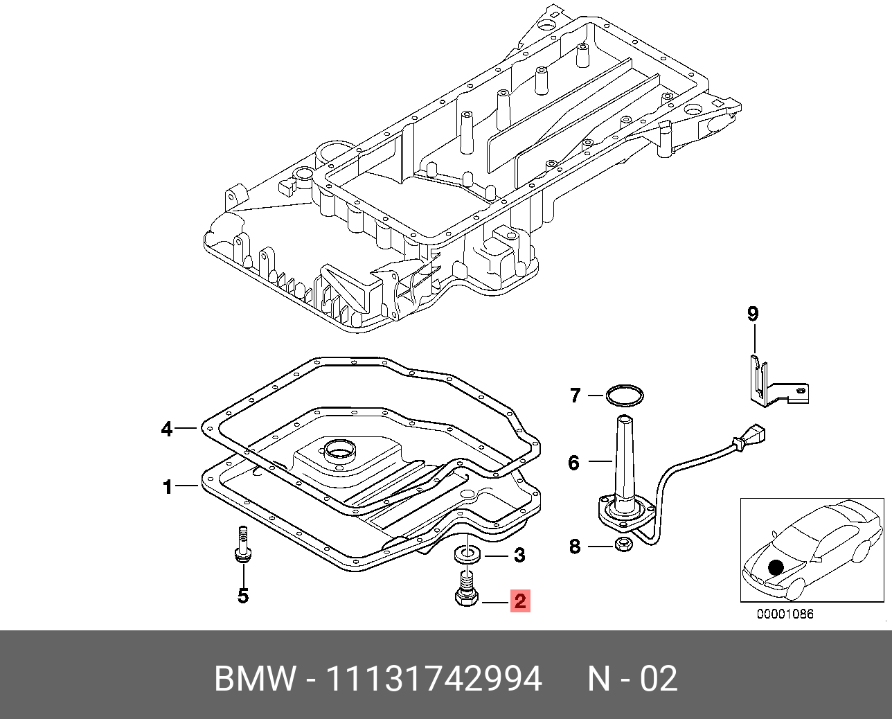 Пробка сливная поддона двигателя   BMW арт. 11131742994