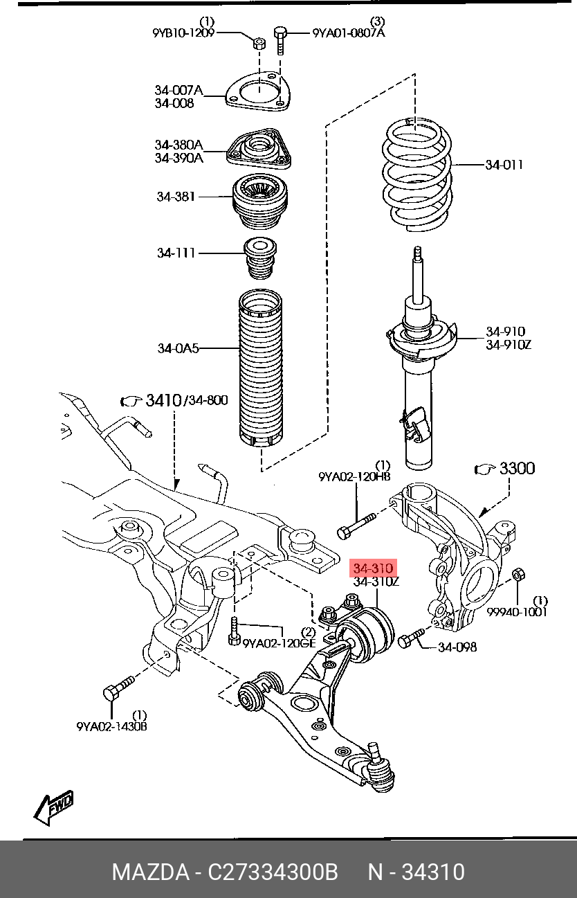 Схема передней подвески мазда