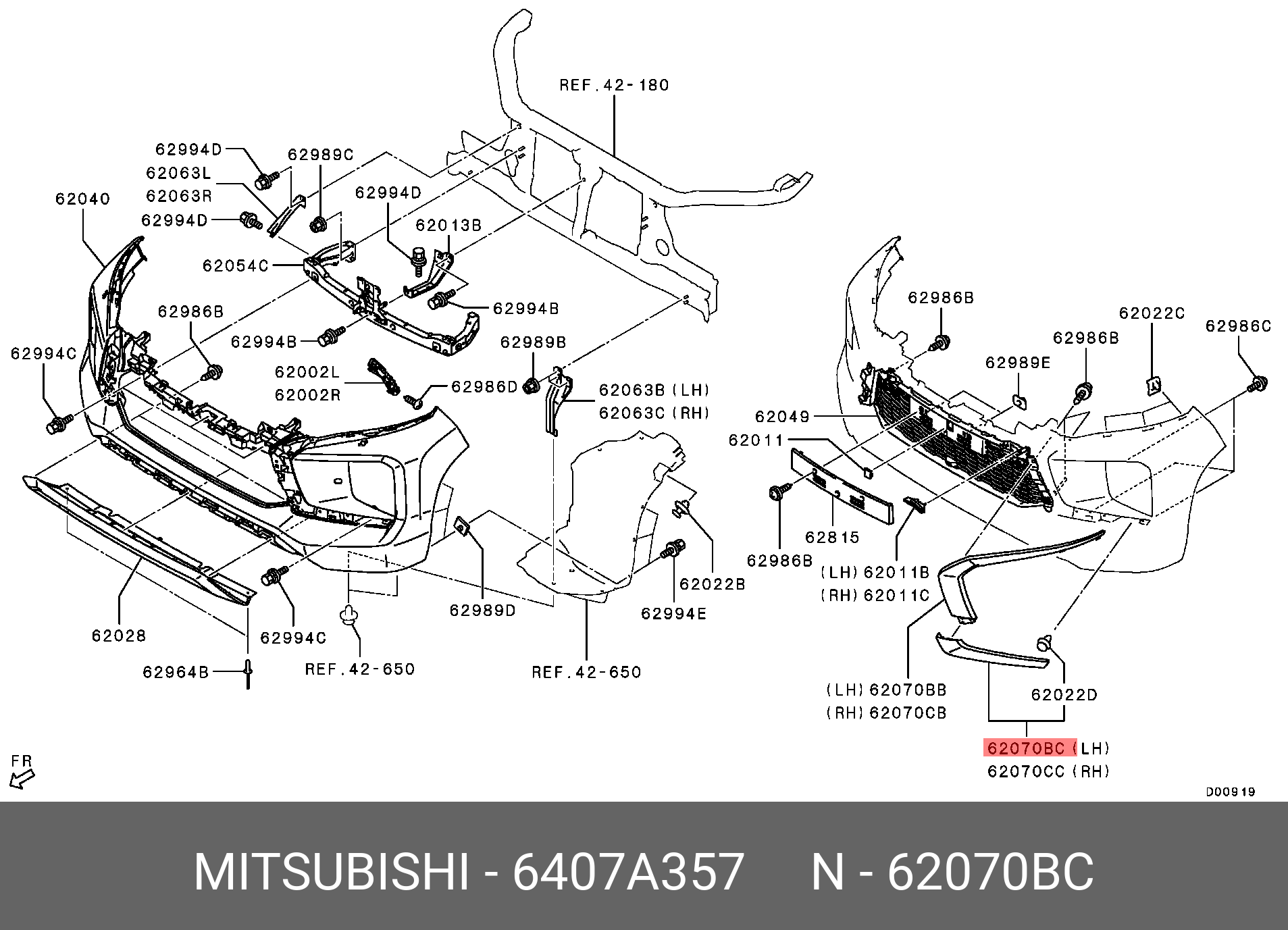 6407A357 Молдинг бампера MITSUBISHI PAJERO SPORT 21- переднего нижний левый  MITSUBISHI купить, цена в Челябинске