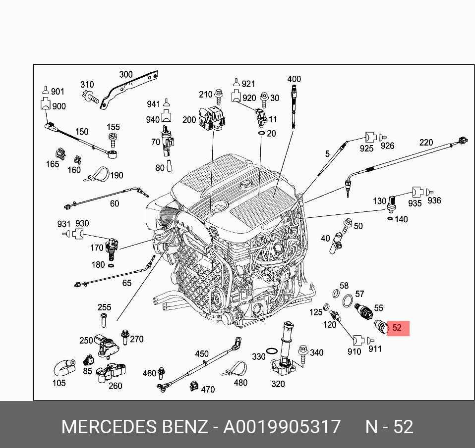 A 001 990 53 17 MERCEDES BENZ заглушка в блок