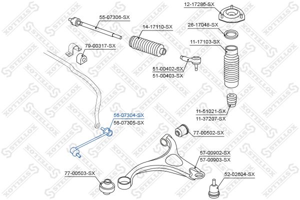 Стойка стабилизатора переднего левая Hyundai ix55 07-, Santa Fe II 06-, Kia Sorento 10-.