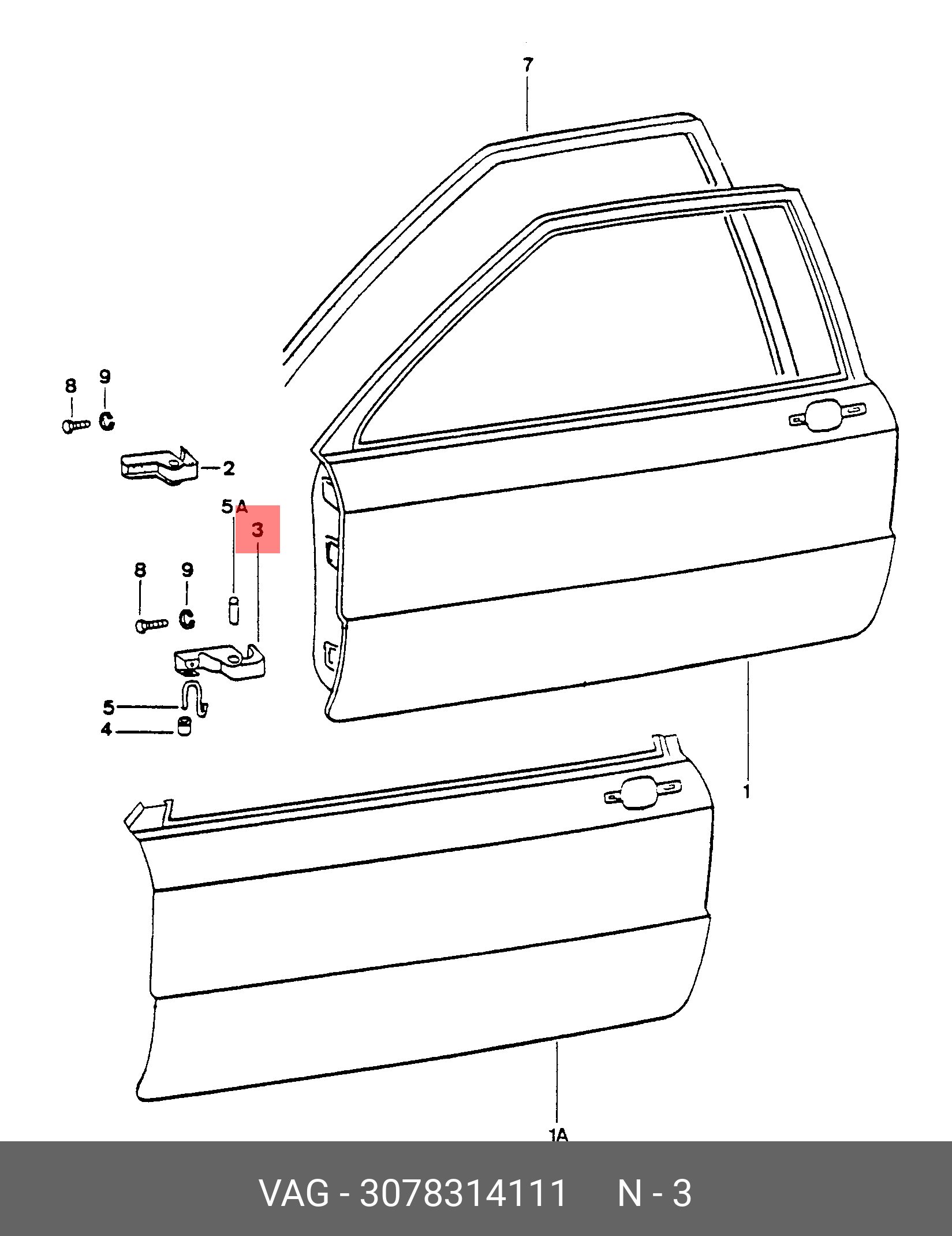 3078314111 VAG Петля - шарнир открывания двери - купить, цена в  Санкт-Петербурге