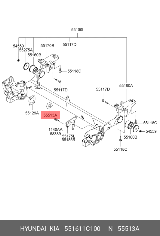  Втулка задней балки (Hyundai,Kia) 551611C100