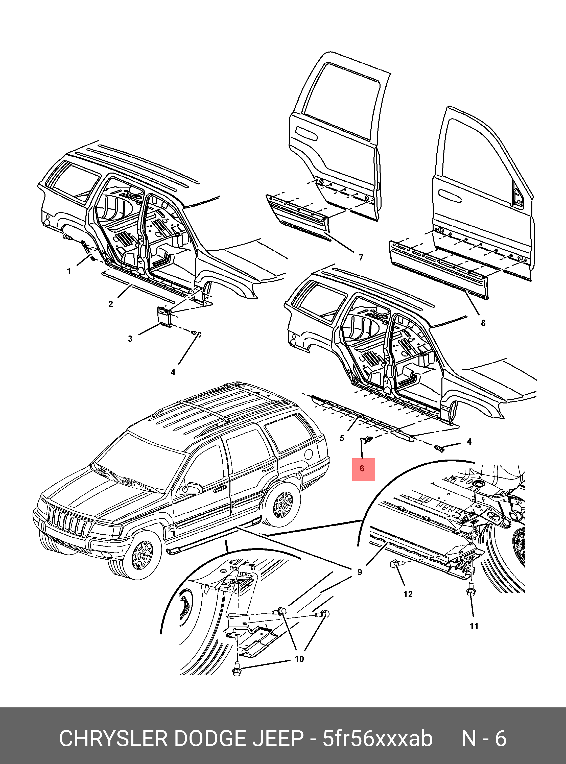 5FR56 XXXAB КРЕПЕЖ ПЛАСТИКОВЫЙ CHRYSLER DODGE JEEP купить, цена в Челябинске