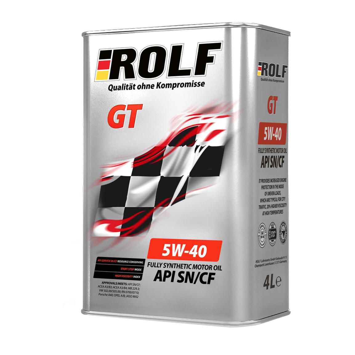 Масло моторное 5W40 ROLF 4л синтетика GT API SN/CF