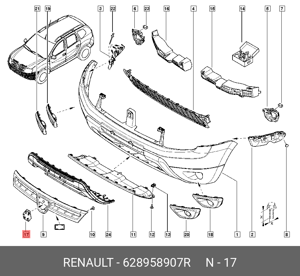 628958907R Ответная часть эмблемы duster RENAULT купить, цена в Челябинске