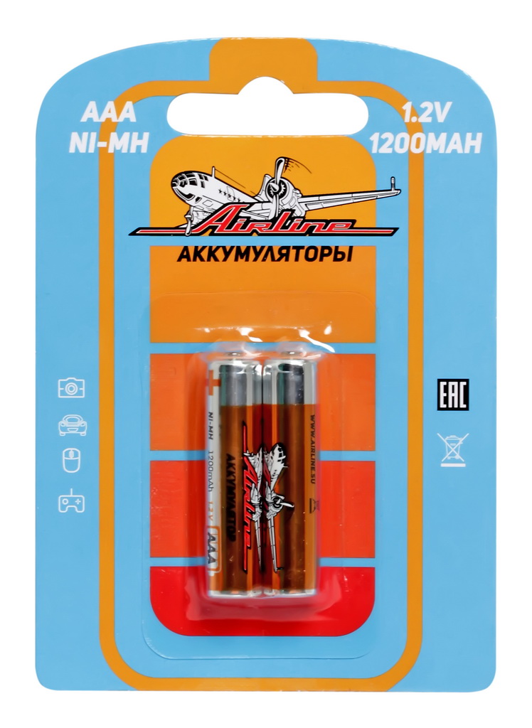 Батарейки AAA HR03 аккумулятор Ni-Mh 1200 mAh 2шт. airline