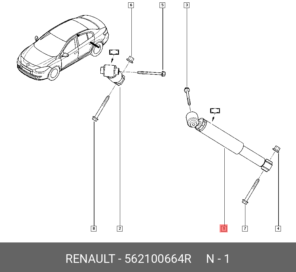 Амортизатор подвески рено. Задний амортизатор Рено Меган 1. Болт на задний амортизатор Рено Меган 2. 562100664r. Амортизатор задний Рено Флюенс 1.6.