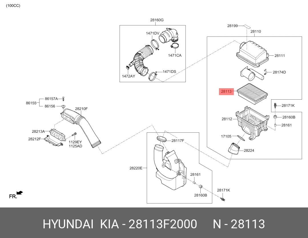 Фильтр воздушный   HYUNDAI/KIA арт. 28113F2000