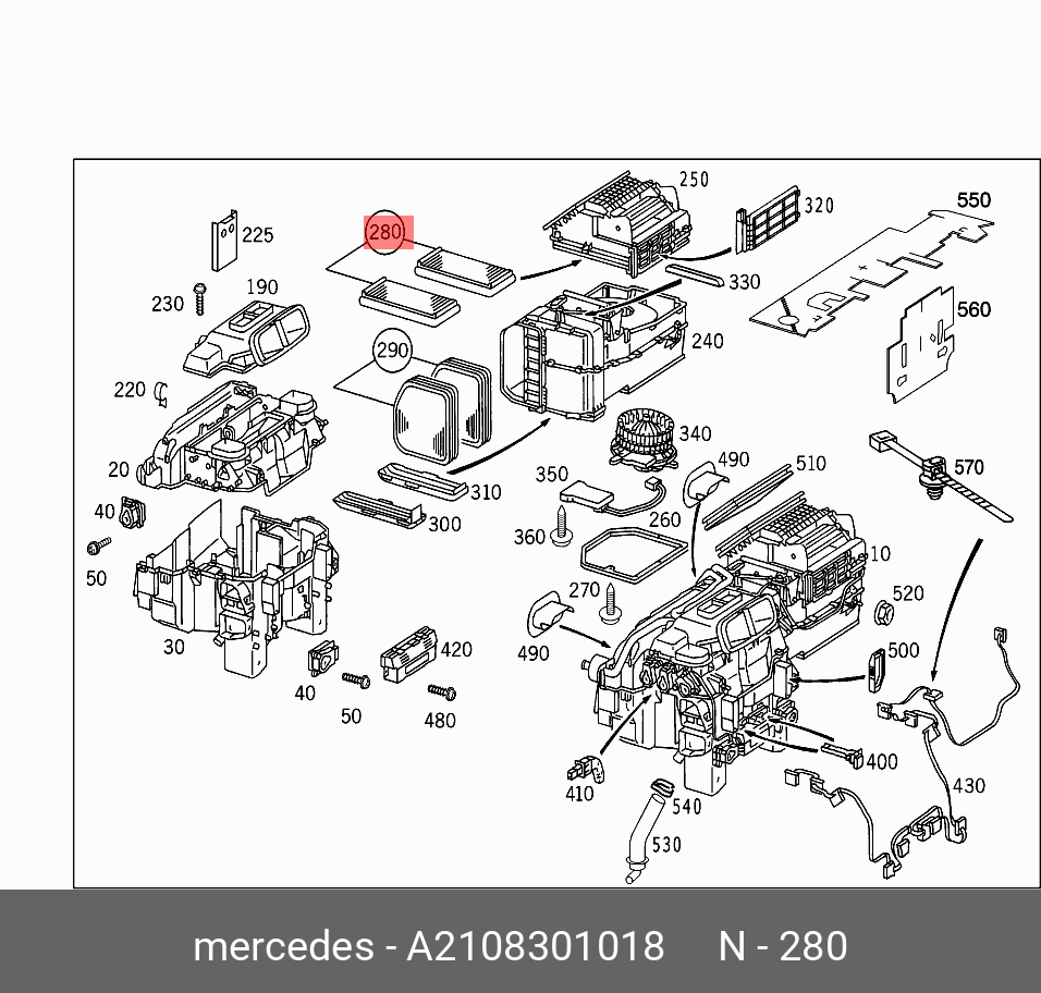 Фильтр салона пылевой комплект   Mercedes-Benz арт. A 210 830 10 18