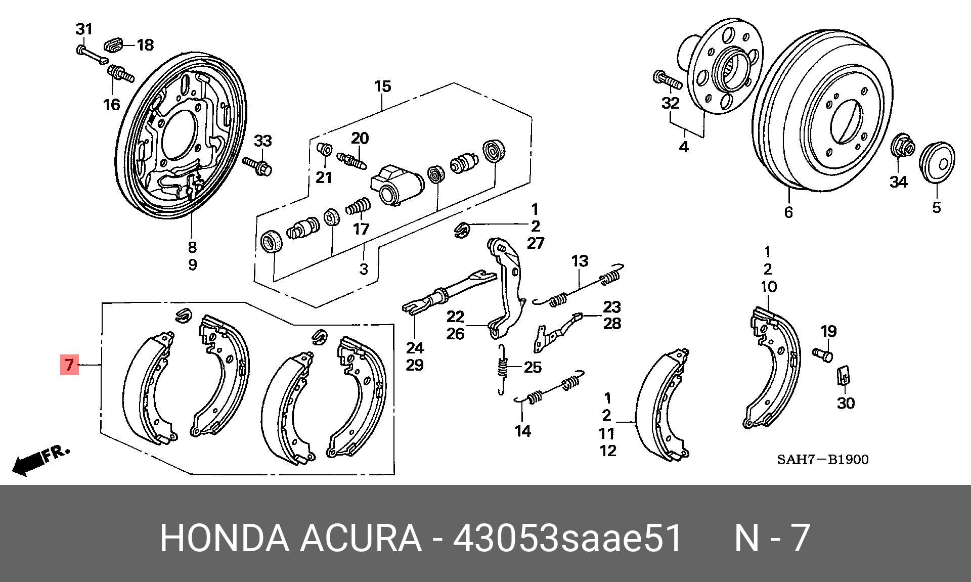 Колодки тормозные, комплект, задние   HONDA арт. 43053SAAE51