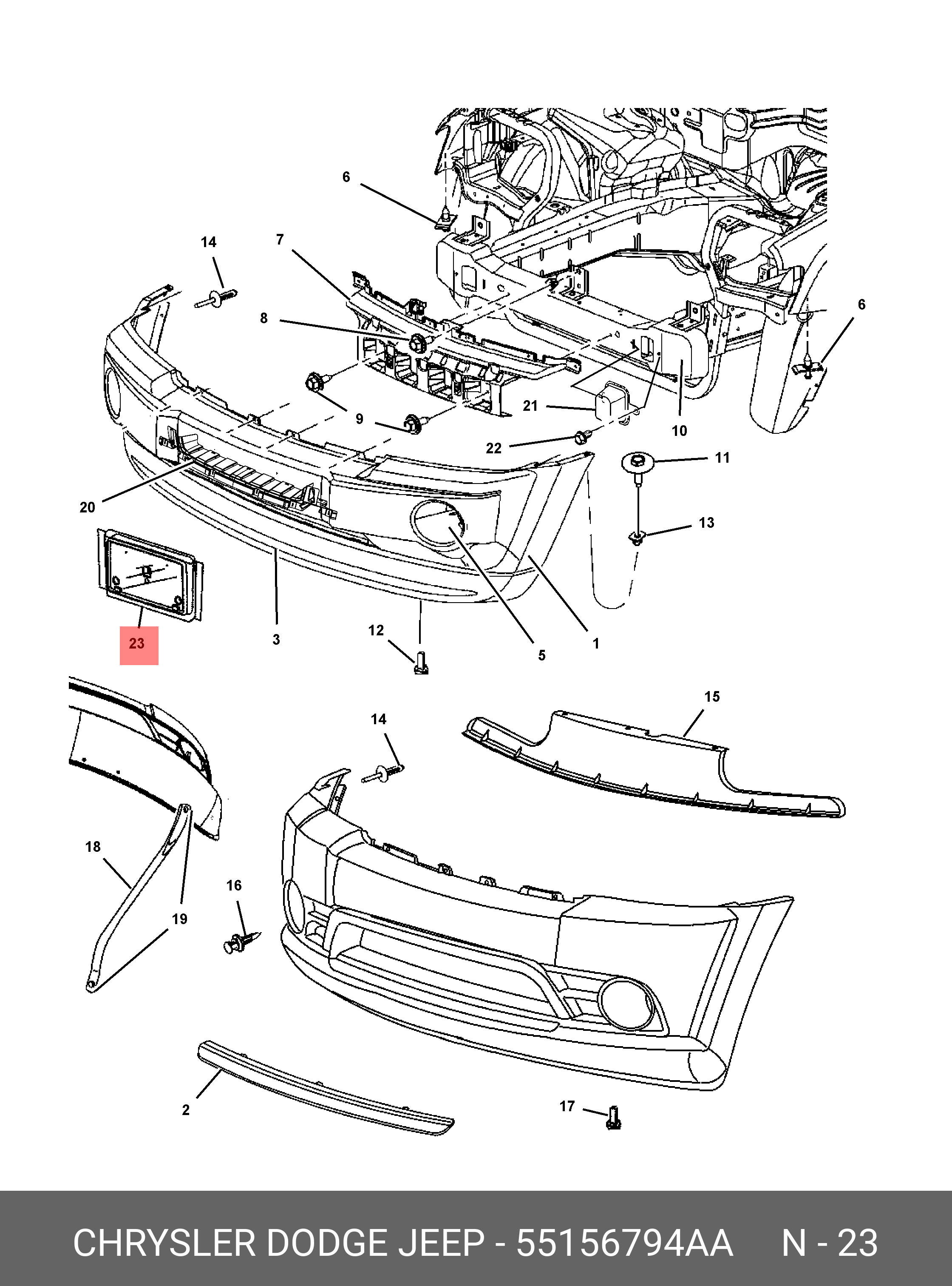 55156 794AA ПЕРЕХОДНИК ПОД НОМЕРНОЙ ЗНАК CHRYSLER DODGE JEEP купить, цена в  Челябинске