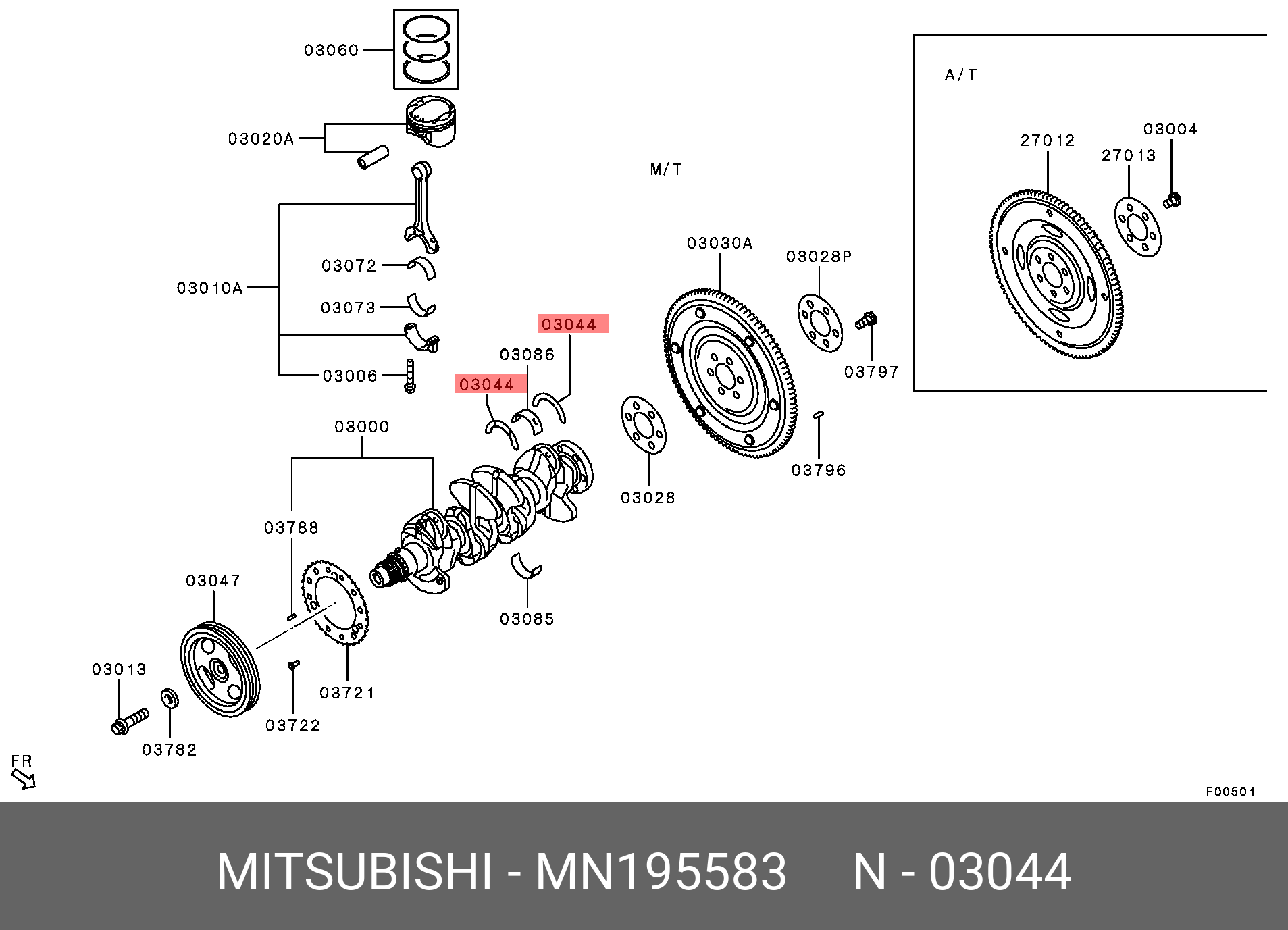 MITSUBISHI MN195583 ПОЛУКОЛЬЦО КОЛЕНВАЛА УПОРНОЕ - купить в Екатеринбурге