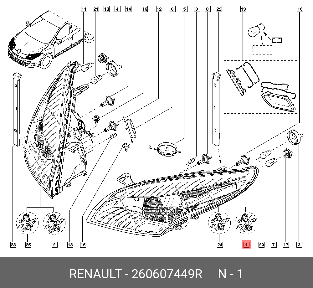 260607449R RENAULT Фара лев RENAULT: MEGANE III 09-