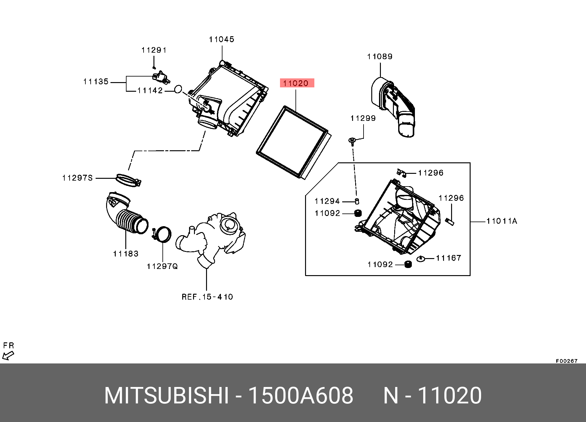 Фильтр воздушный   MITSUBISHI арт. 1500A608