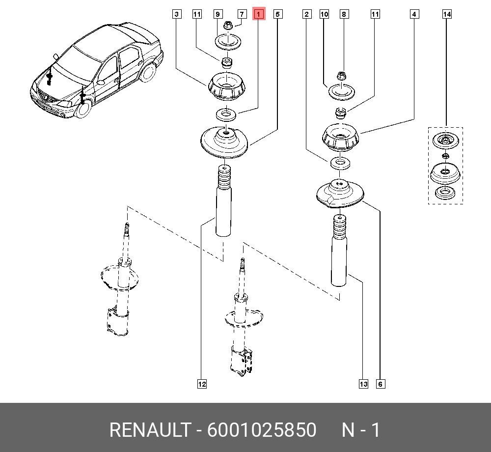 6001025850 RENAULT Подшипник качения, опора амортизационной стойки | Купить  запчасть