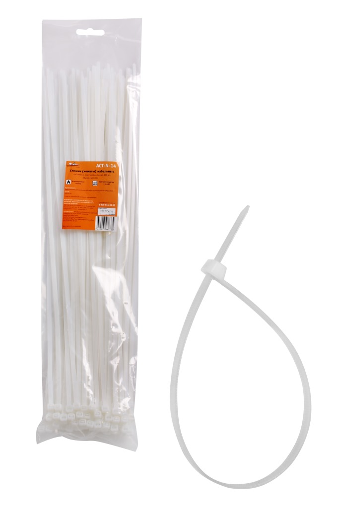 (доставка 2-3 часа)Стяжки (хомуты) кабельные 4 8*400 мм  пластиковые  белые  100