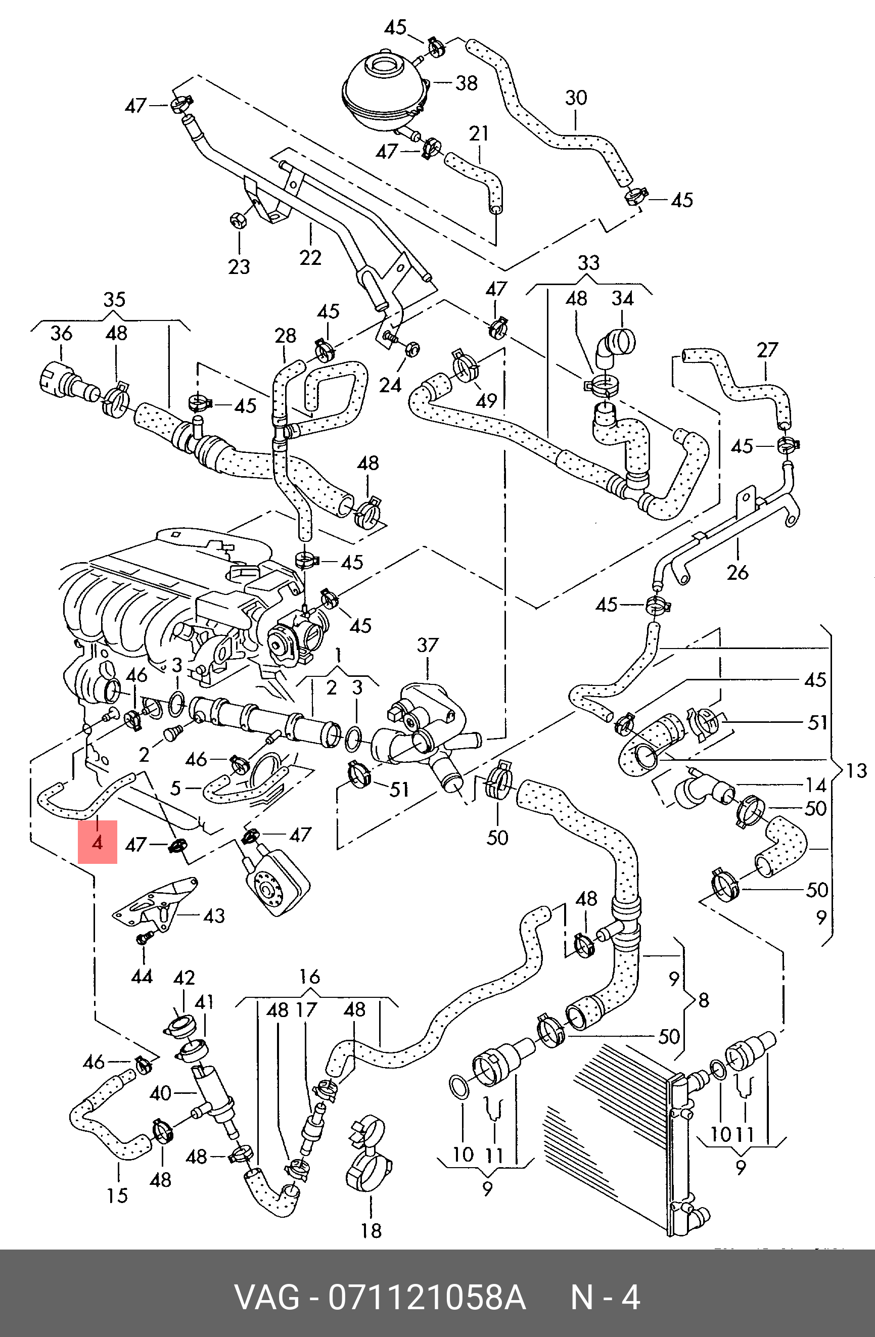 Схема охлаждения гольф 4