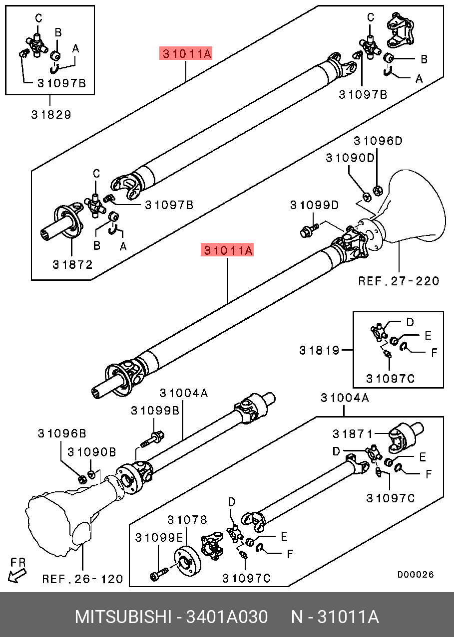 3401A030 MITSUBISHI SHAFT ASSY PROPELLER RR - купить, цена в  Санкт-Петербурге