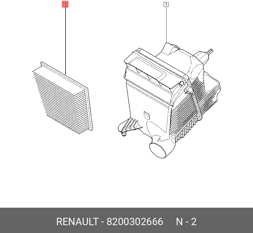 Фильтр воздушный   RENAULT арт. 8200302666