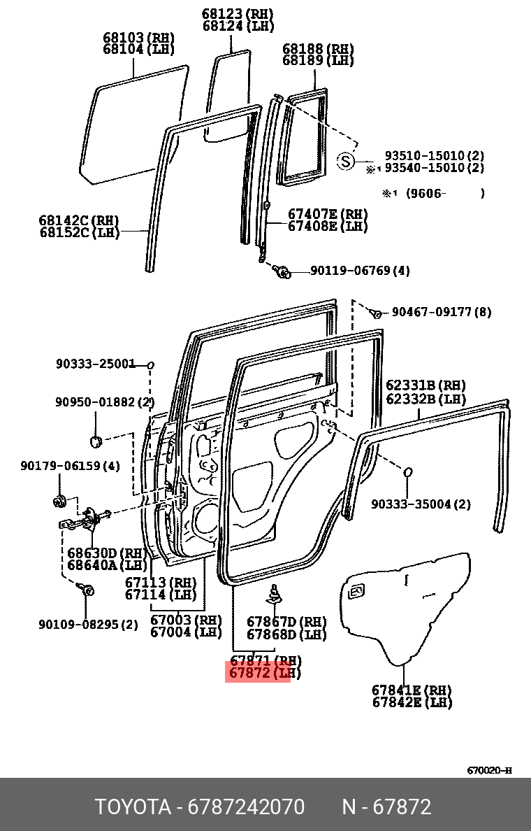 67872-42070 Уплотнитель окна стекла TOYOTA LEXUS купить, цена в Челябинске