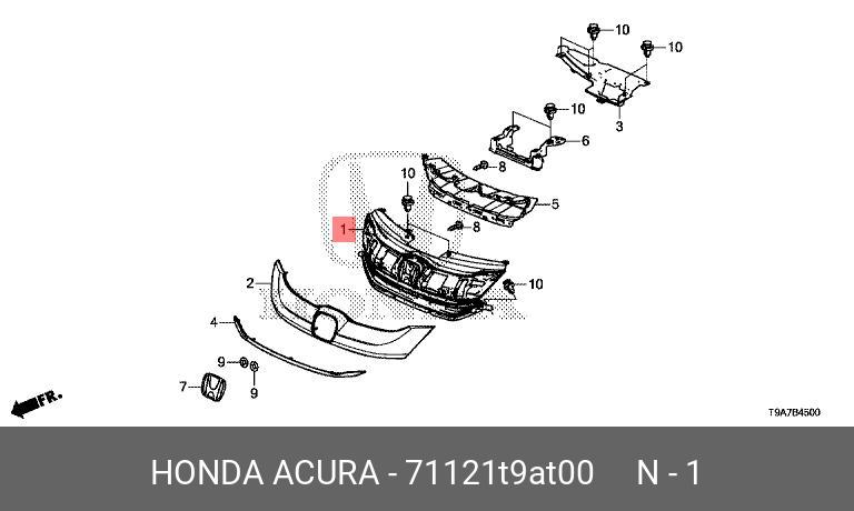 Honda CITY 14-17 GRILLE WITH CHRM ASSLY [2] - 71121-T9A-T00