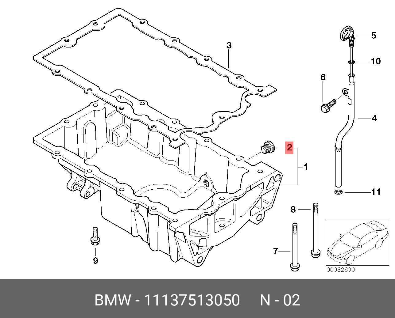 Пробка сливная поддона двигателя с уплотнительным кольцом   BMW арт. 11137513050