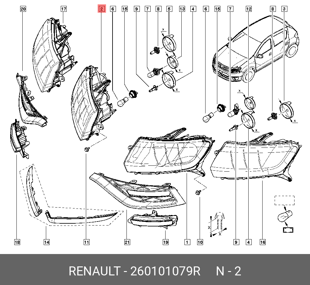 Задний фонарь рено сандеро степвей 2 схема