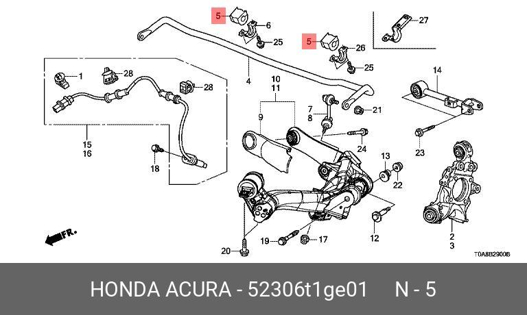 втулка стабилизатора заднего D17 Acura RL 95-, Honda CR-V IV 12-, Legend III 96-
