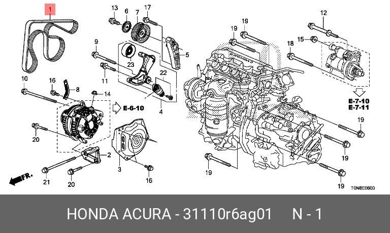 Схема ремня генератора хонда аккорд 7