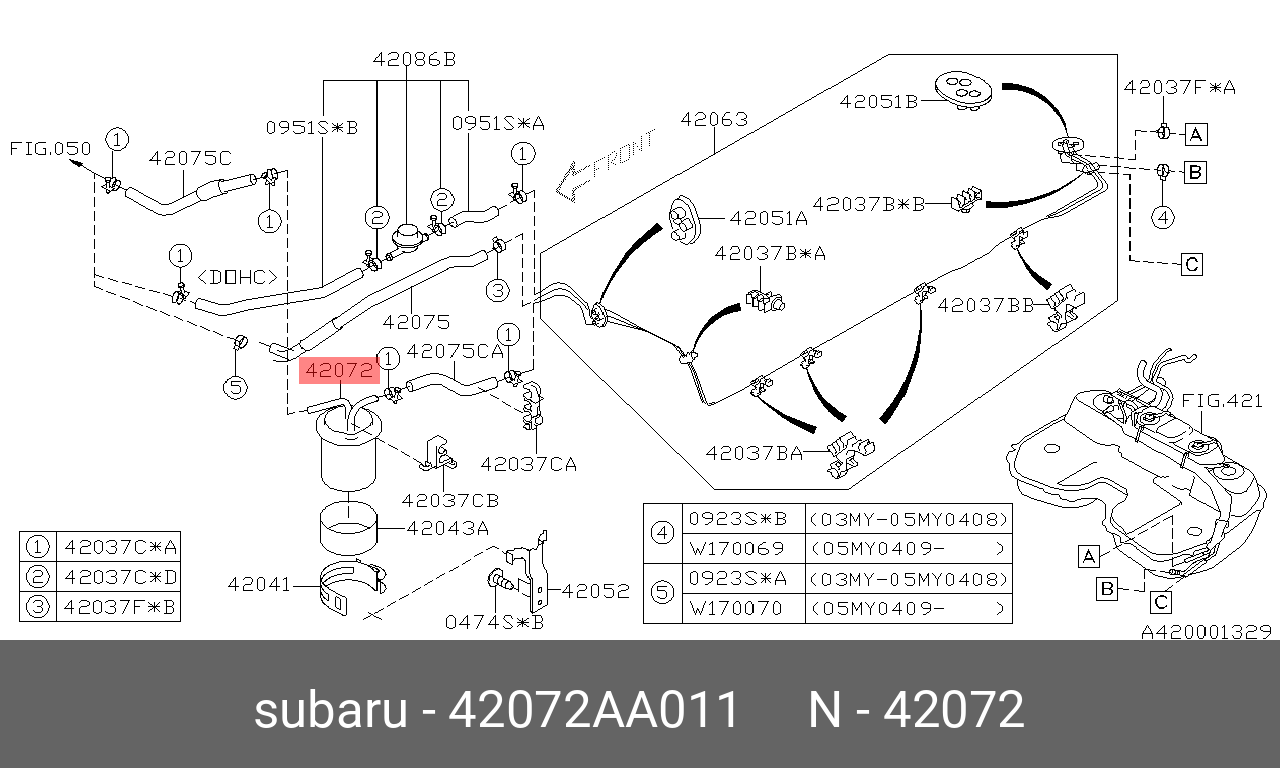 Фильтр топливный   SUBARU арт. 42072AA011